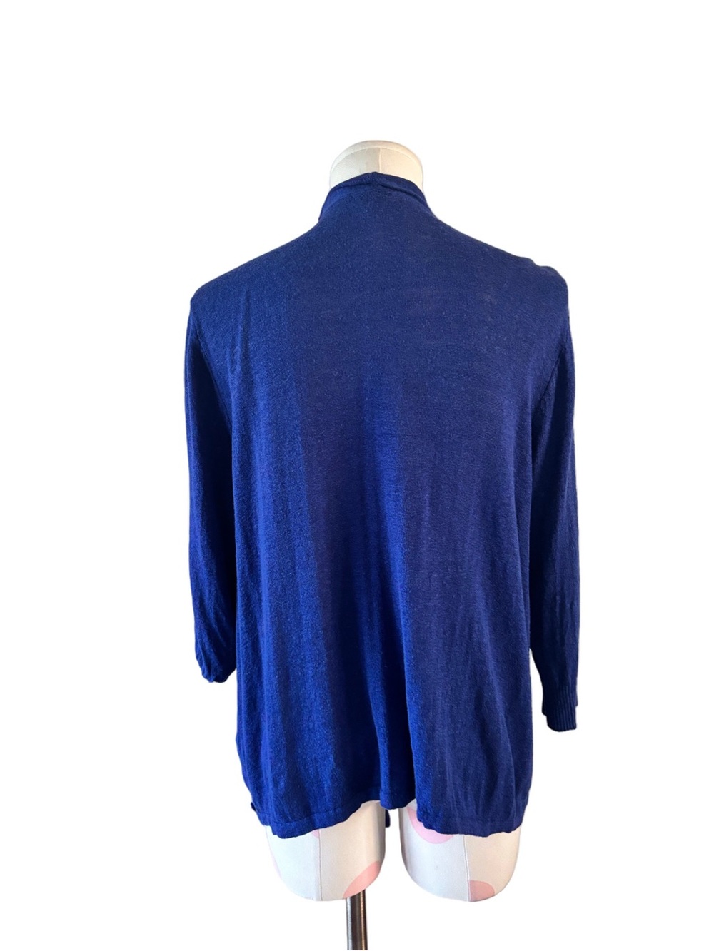 J.Jill Wearever Open Front Cardigan Blue Linen Blend XL - Picture 4 of 7